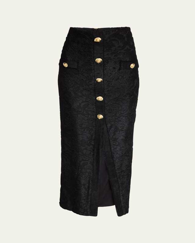 Baroque Buttoned Pencil Skirt